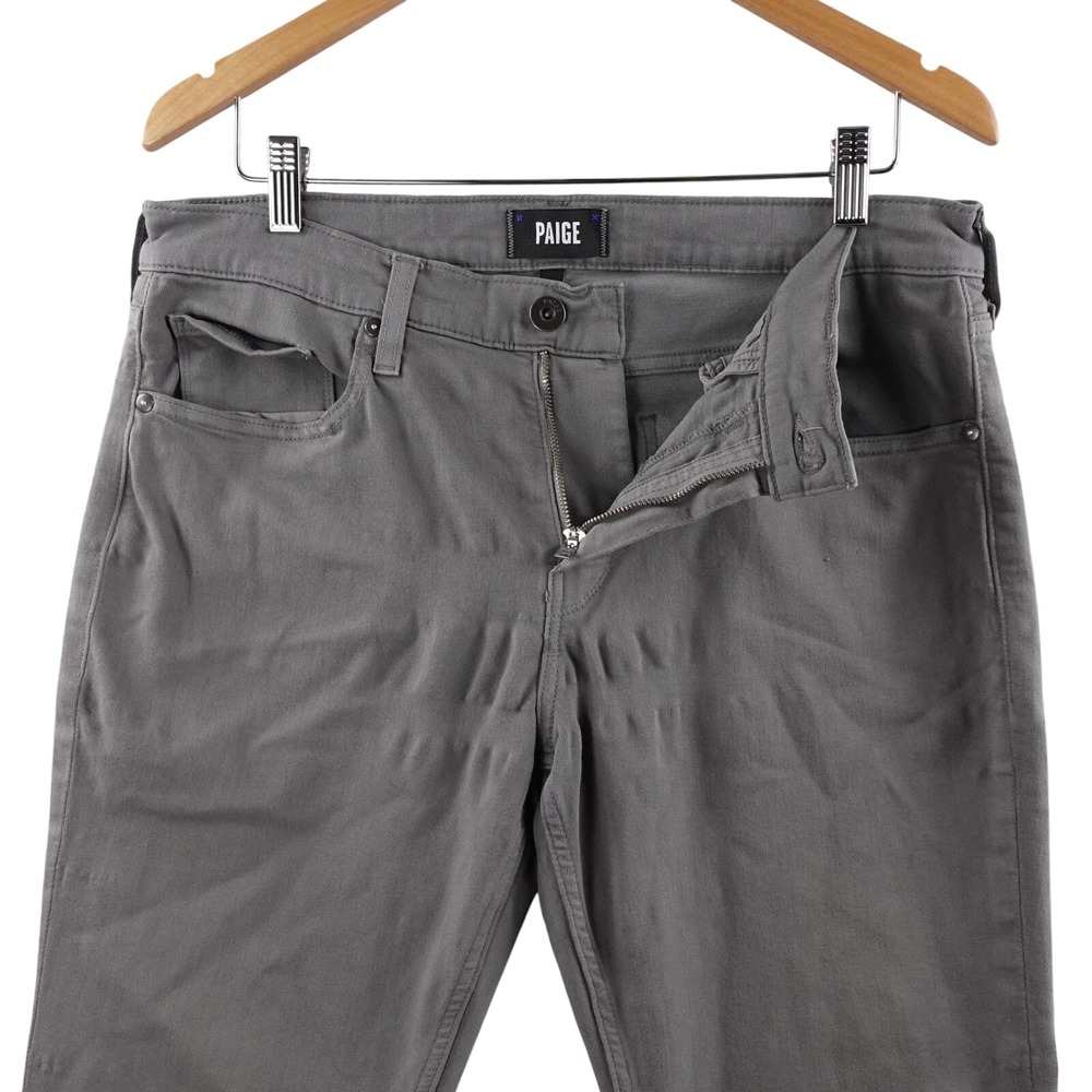 PAIGE Lennox Gray Slim Fit Flat Front Chinos Pants Mens Size 34x32 Casual